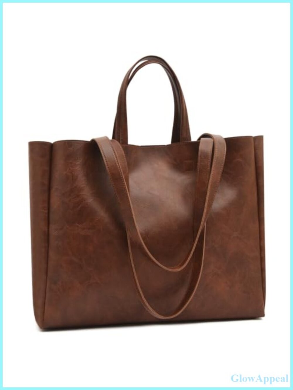 Large Faux Leather Tote Bag Oversize Shoulder Purse Top-Handle Work Handbag